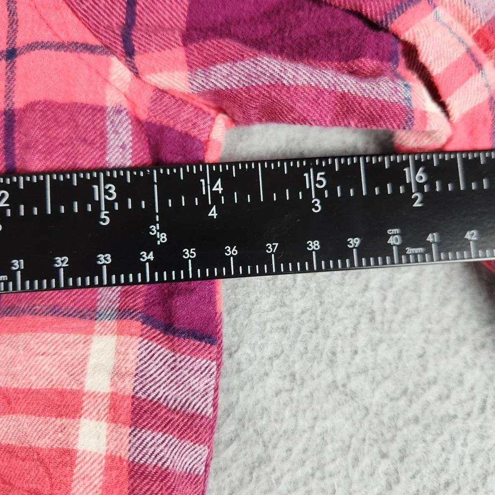 OshKosh‎ B'gosh Popover Tunic Top Girls 8 Pink Plaid Flannel Cotton Tie Waist